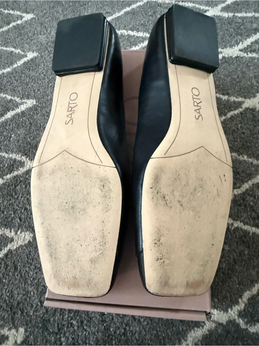 Franco Sarto Women's Square-Toe Leather Flats; Black